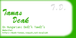 tamas deak business card